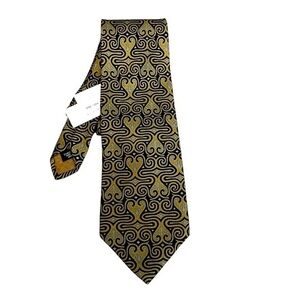 NWT old stock Format for Vivani graphic silk tie, black silver & gold, Toraja